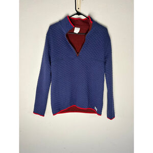 Youth J.Crew Quilted Half-Zip Sweatshirt XL Blue Red